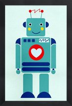 JUNIQE - Poster met houten lijst Robot with a Heart -13x18 /Kleurrijk