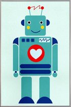 JUNIQE - Poster met kunststof lijst Robot with a Heart -30x45