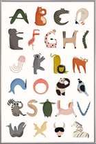 JUNIQE - Poster met kunststof lijst Animal Alphabet -13x18 /Kleurrijk