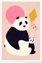 JUNIQE - Poster Panda Bears -30x45 /Roze & Zwart