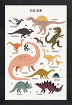 JUNIQE - Poster met houten lijst Dinosaur Friends -13x18 /Kleurrijk