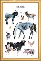 JUNIQE - Poster met houten lijst Farm Animals -30x45 /Bruin & Grijs