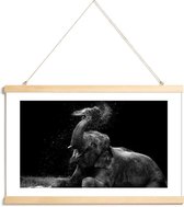 JUNIQE - Posterhanger Frolicking Elephant -20x30 /Zwart