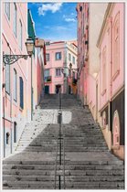 JUNIQE - Poster met kunststof lijst Pink Stairway -13x18 /Roze