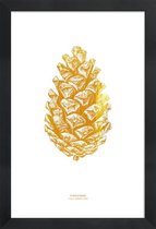 JUNIQE - Poster met houten lijst Pinecone gouden -30x45 /Goud & Wit
