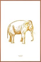 JUNIQE - Poster met kunststof lijst Elephant gouden -30x45 /Goud & Wit