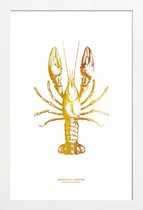 JUNIQE - Poster met houten lijst American Lobster gouden -20x30 /Goud