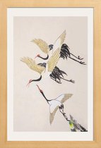 JUNIQE - Poster in houten lijst Vliegende kraanvogels -20x30 /Grijs &