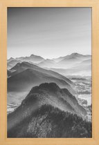 JUNIQE - Poster in houten lijst Ballonvaart over de Alpen -30x45