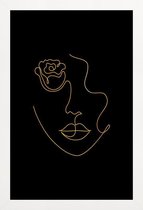 JUNIQE - Poster met houten lijst Petal gouden -13x18 /Goud & Zwart