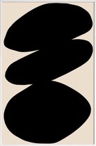 JUNIQE - Poster met kunststof lijst Pebbles -13x18 /Grijs & Ivoor