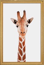 JUNIQE - Poster met houten lijst Giraffe -20x30 /Bruin & Wit