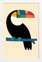 JUNIQE - Poster in houten lijst Rainbow Toucan -60x90 /Kleurrijk