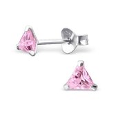 Aramat jewels ® - Kinder oorbellen driehoek kristal 925 zilver roze 4mm