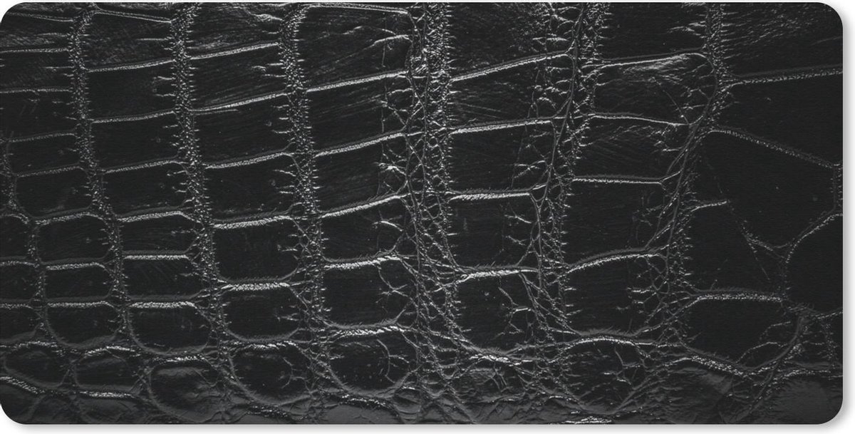 Muismat Dierenprints - Dierenprint zwart leer muismat rubber - 80x40 cm - Muismat met foto