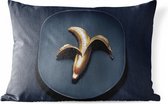 Buitenkussens - Tuin - Gouden banaan op een donkere achtergrond - 60x40 cm