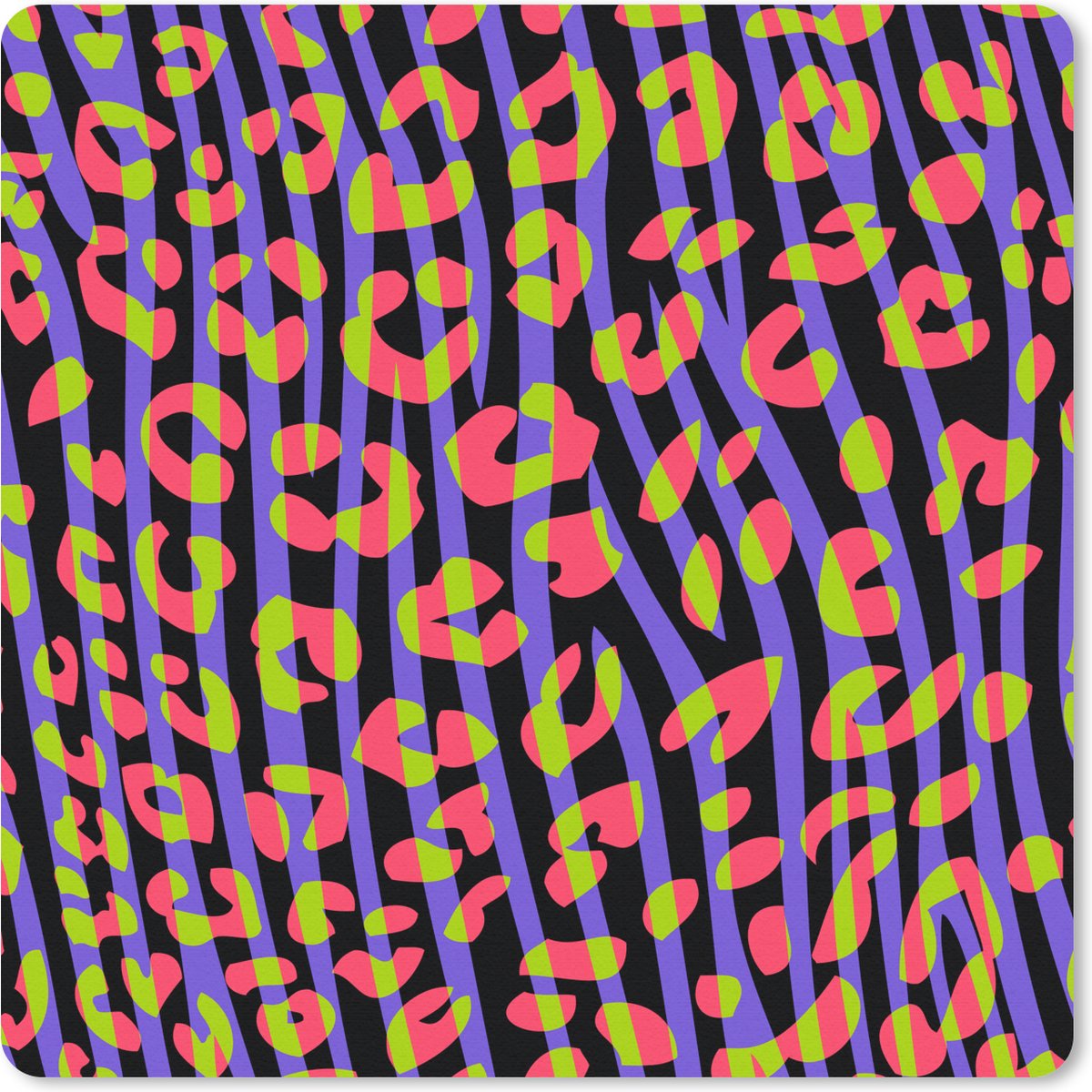 Muismat Dierenprints - Dierenprint in kleur muismat rubber - 20x20 cm - Muismat met foto