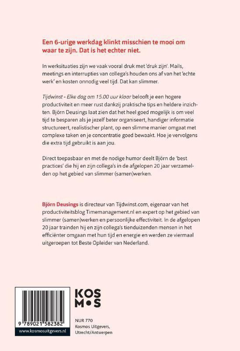 Tijdwinst-Elke dag om 15.00 uur klaar - back cover