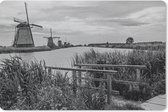 Muismat Molens van Kinderdijk - Zwart-wit foto van de Molens van Kinderdijk in Nederland muismat rubber - 27x18 cm - Muismat met foto