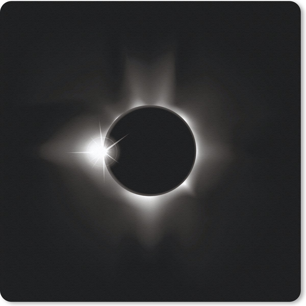 Muismat Eclips illustratie - Zwart-witte illustratie van de eclips muismat rubber - 20x20 cm - Muismat met foto