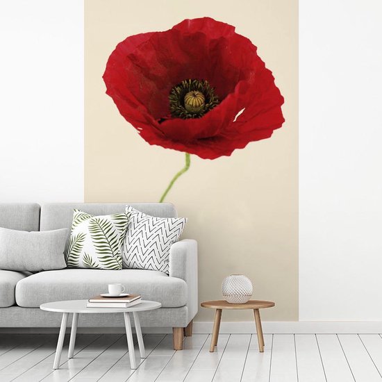 Papier peint photo peint photo Poppy - Gros plan d'un coquelicot rouge fotobehang vinyle largeur 160 cm x hauteur 240 cm - Tirage photo sur papier peint vinyle (disponible en 7 tailles) - chambre / salon / bureau