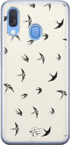 Samsung Galaxy A40 siliconen hoesje - Vogels / Birds - Soft Case Telefoonhoesje - Beige - Print