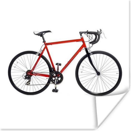 Poster Een rode racefiets. - 50x50 cm | bol.com