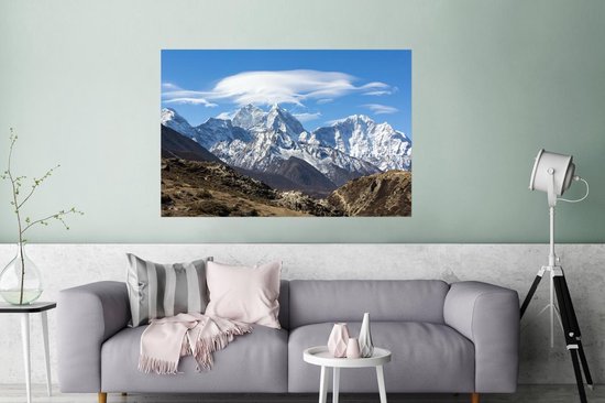 Himalaya-berg in Nepal Poster 180x120 cm - Foto print op Poster (wanddecoratie woonkamer / slaapkamer) / Azië Poster XXL / Groot formaat!