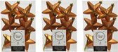 18x stuks kerstornamenten kunststof sterren kerstballen cognac bruin (amber) 7 cm