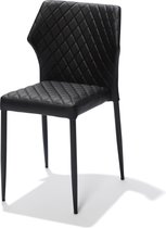 Essentials Louis stapelstoel zwart - set van 4 - kunstleder bekleed - brandvertragend - 49x57,5x81,5cm (LxBxH)