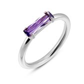 Twice As Nice Ring in edelstaal, baguette, amethyst kleur  58