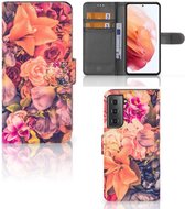 Flipcase Geschikt voor Samsung Galaxy S21 Telefoon Hoesje Cadeau voor Moeder Bosje Bloemen
