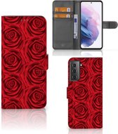 GSM Hoesje Geschikt voor Samsung Galaxy S21 Plus Mobiel Bookcase Red Roses