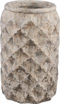 PTMD Isra grijze cement diamant pot rond lang hoog maat in cm: 25 x 25 x 40 - Grijs