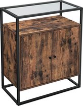 Dressoir, Keukenkastje met Glasoppervlak, Woonkamer, Industrieel Ontwerp, Vintage Bruin-Zwart