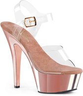Pleaser Sandaal met enkelband -42 Shoes- KISS-208 US 12 Roze/Transparant