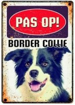 Plenty Gifts Waakbord Border Collie 15 X 21 Cm Tin Wit/zwart