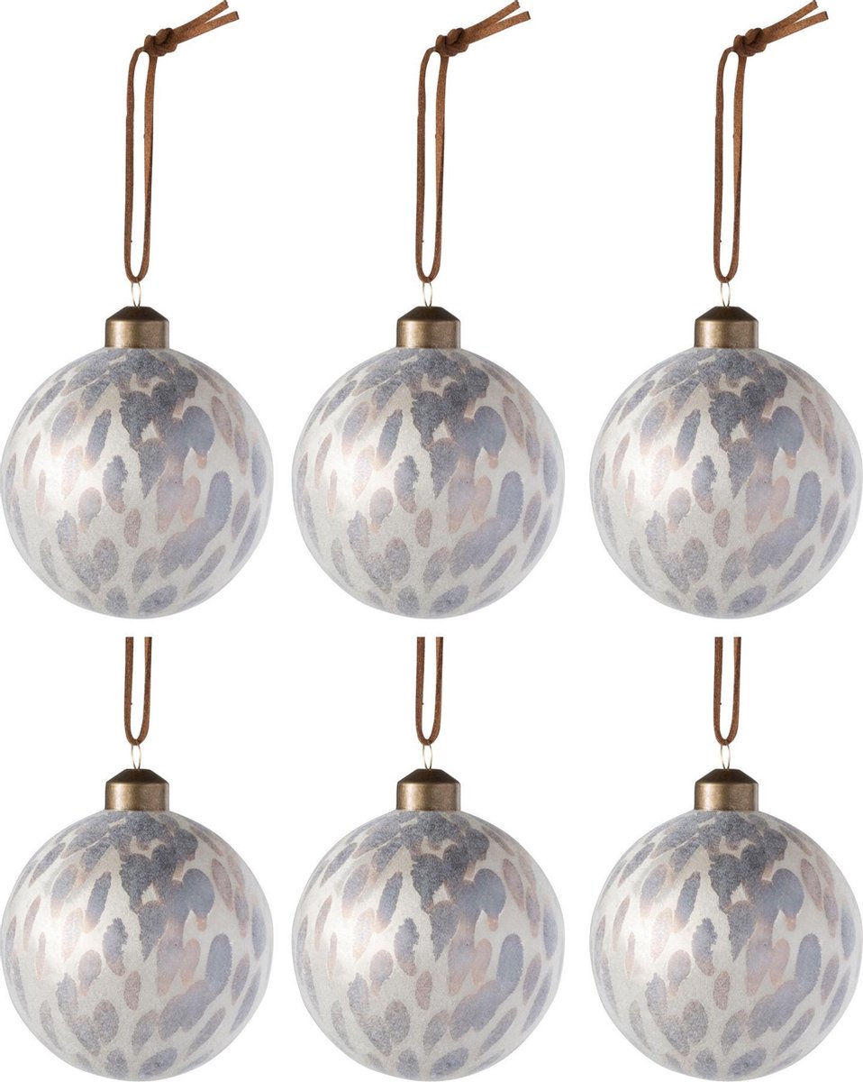 J-Line Doos van 6 Kerstballen Luipaard