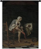 Wandkleed Jan Steen - Het morgentoilet - Schilderij van Jan Steen Wandkleed katoen 60x80 cm - Wandtapijt met foto