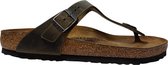 Birkenstock Slipper Gizeh 1019327 Khaki Groen Vet Leer Normaal