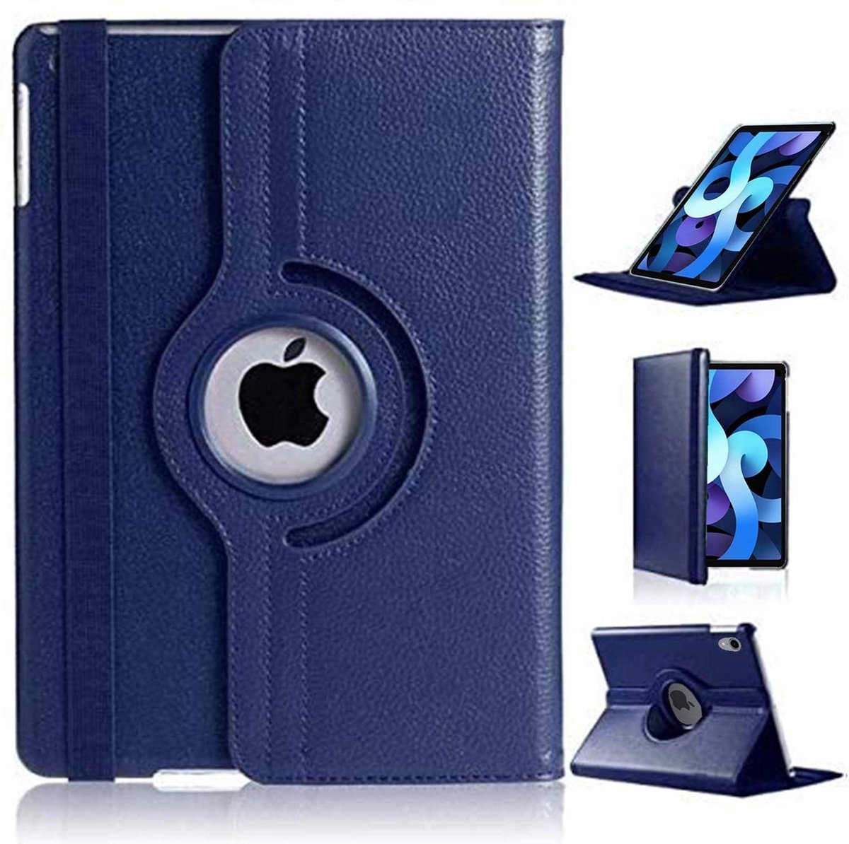 Hoes geschikt voor iPad Air 2020 (10,9 inch) - 360 Graden Draaibare bookcase met standaard - Donkerblauw