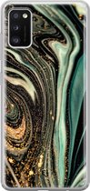 Samsung Galaxy A41 siliconen hoesje - Marble khaki - Soft Case Telefoonhoesje - Groen - Marmer