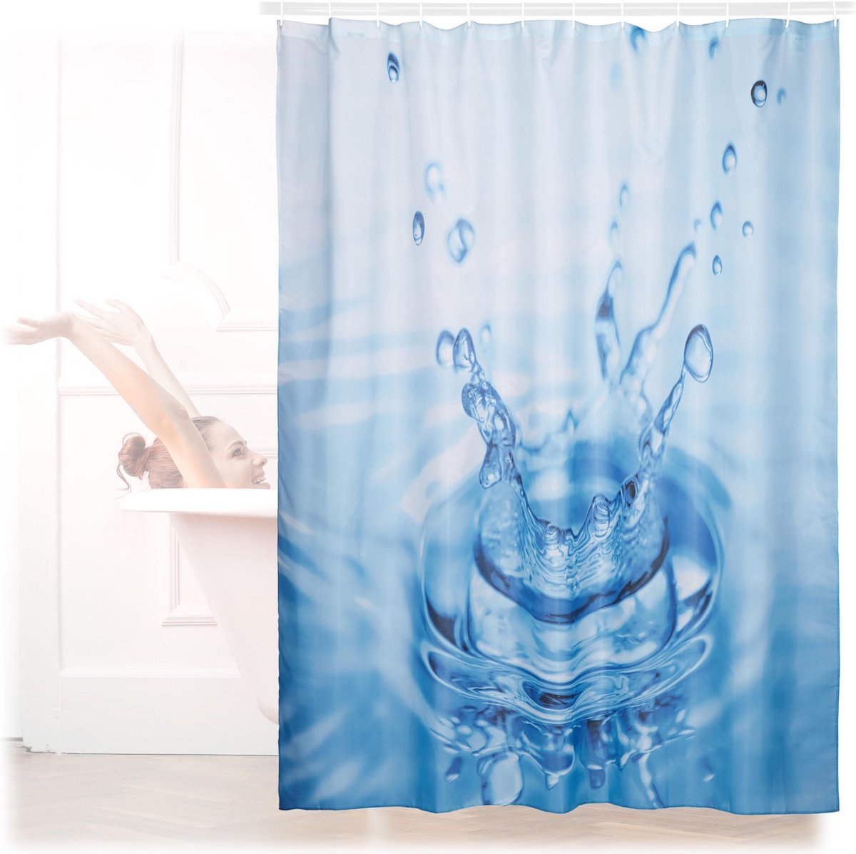 Relaxdays Doucherolgordijn Vierkant Douchegordijn Met Rolsysteem Retro Design 60x240cm 598324561