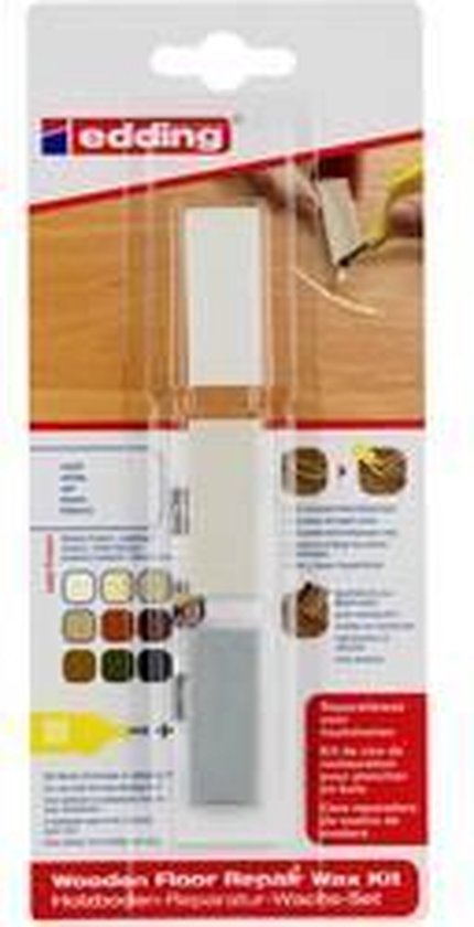 edding 8902 - kit de cire de réparation pour sols en bois - blanc - 3 cires dures - pour réparer les dommages et les rayures sur les sols en bois