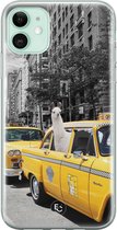 iPhone 11 hoesje - Lama in taxi - Soft Case Telefoonhoesje - Print - Grijs