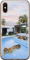 iPhone XS Max hoesje - Tijger zwembad - Soft Case Telefoonhoesje - Print - Multi