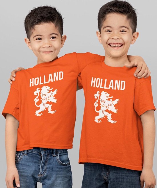 Oranje EK WK & Koningsdag T-Shirt Kind Holland (5-6 jaar - MAAT 110/116) | Oranje kleding & shirts | WK Feestkleding