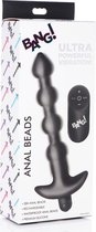 Vibrating Silicone Anal Beads & Remote Control - Black - Anal Beads