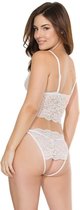 Bralette And Crotchless Panty - White - O/S - Lingerie For Her - 2 Pcs Set