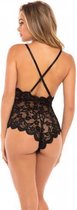 Kanten Body Met Gekruiste Bandjes - Zwart - S/M - Zwart - Sexy Lingerie & Kleding - Lingerie Dames -  Dames Lingerie - Body